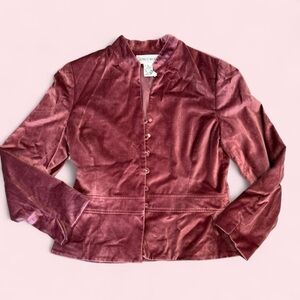 Jones Wear Rose-Mauve Velvet Button Jacket